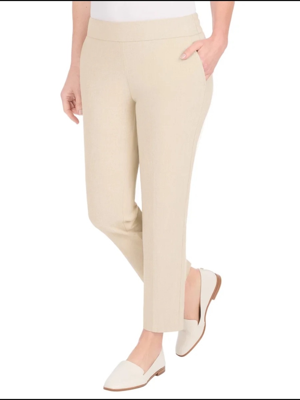 Hilary Radley Tan Heather Sand Pull On with flat front Small
